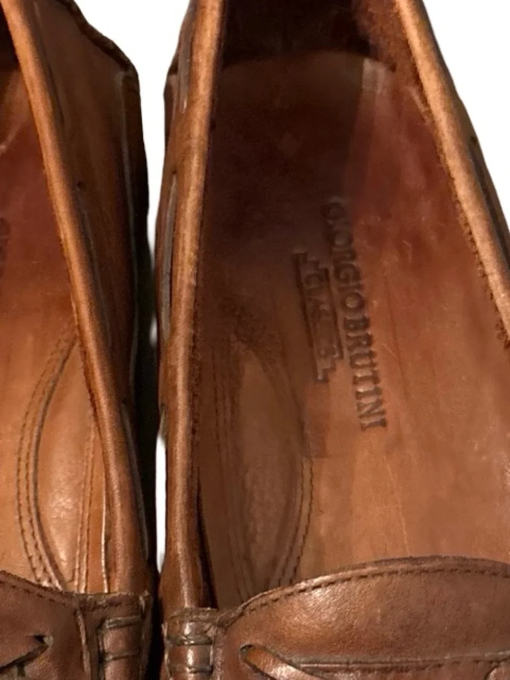 Giorgio Brutini VTG Cognac Brown Preppy Dark Academia Leather Tassel Loafers 8.5